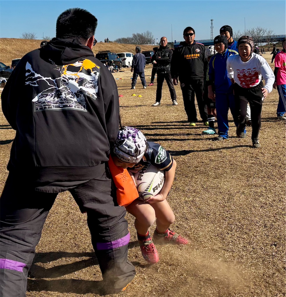 川越ラグビースクールの練習風景